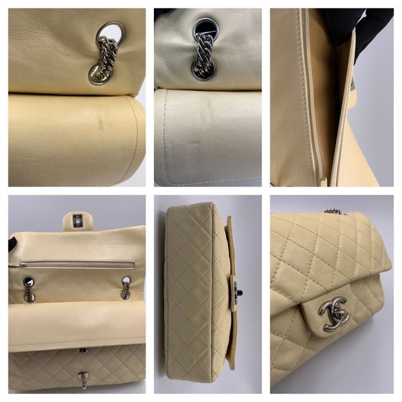 Authentic Chanel Beige Calfskin Flap Shoulder Bag - Picture 12 of 15